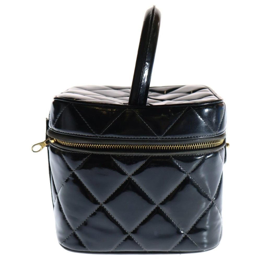 CHANEL(シャネル) マトラッセ バニティバッグ メイクバッグ ハンドバッグ ブラック ゴールド金具 パテント 4871773