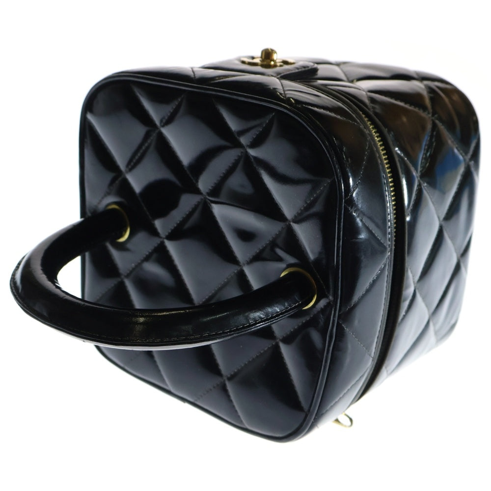 CHANEL(シャネル) マトラッセ バニティバッグ メイクバッグ ハンドバッグ ブラック ゴールド金具 パテント 4871773