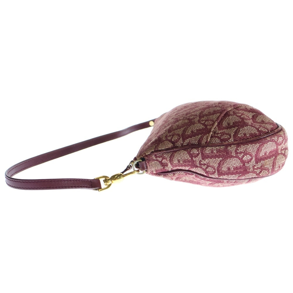 Christian Dior(クリスチャンディオール) サドルバッグ ミニバッグ ハンドバッグ ポーチ ケース ゴールド金具 ボルドー キャンバス