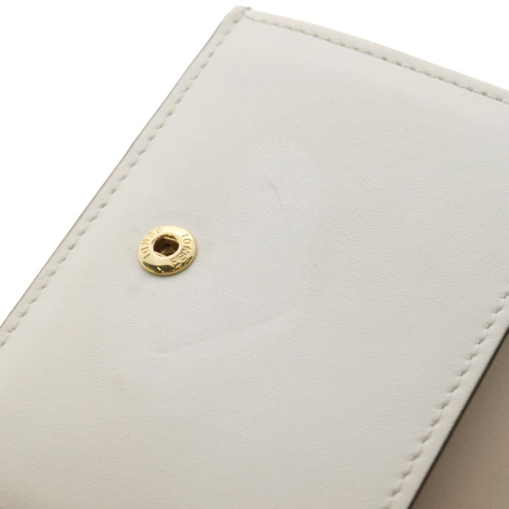 FENDI(フェンディ) FFダイヤモンド 三つ折り財布 コンパクトウォレット コインケース ゴールド金具 ホワイト レザー 8M0480