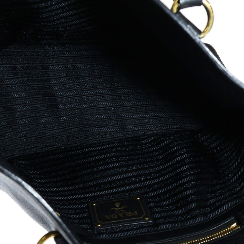 PRADA(プラダ) ロゴトートバッグ ハンドバッグ レザー ブラック ゴールド金具 1BG100