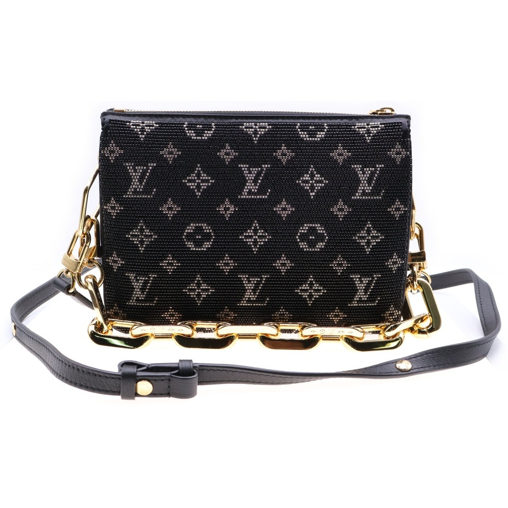 LOUIS VUITTON(ルイヴィトン) モノグラム クッサンBB 2WAY ビーズ レザーチェーンハンドバッグ ショルダーバッグ ブラック レディース M21491