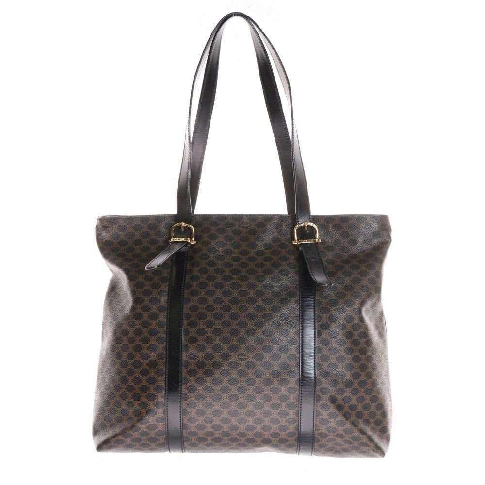 CELINE(セリーヌ) マカダム トートバッグ ハンドバッグ ブラック ゴールド金具 PVC×レザー