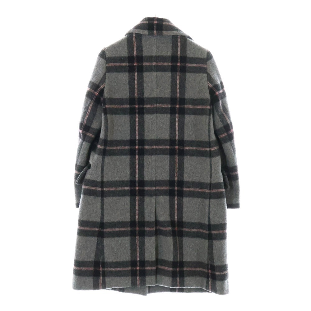 Vivienne Westwood(ヴィヴィアンウエストウッド) 変形 チェック総柄 ビッグラペル 2B ウール チェスターコート グレー レディース 15-01-662012