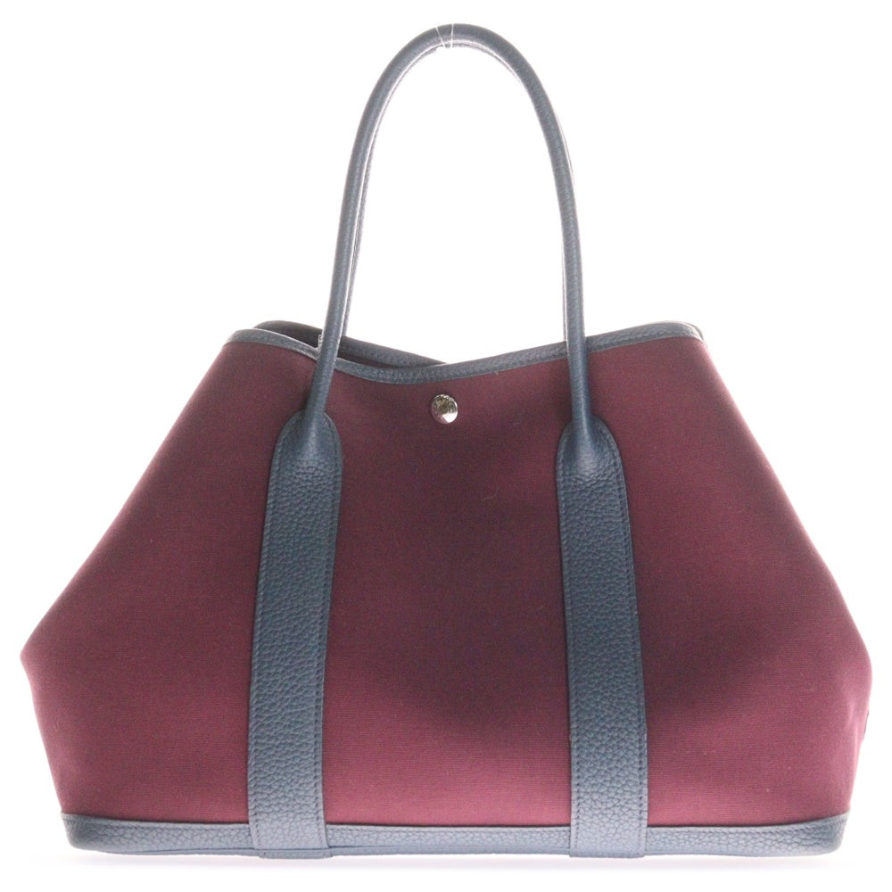 HERMES(エルメス) ガーデンパーティPM ハンドバッグ トートバッグ ワインレッド×ネイビー シルバー金具 ネゴンダ×トワルオフィシェ T刻印