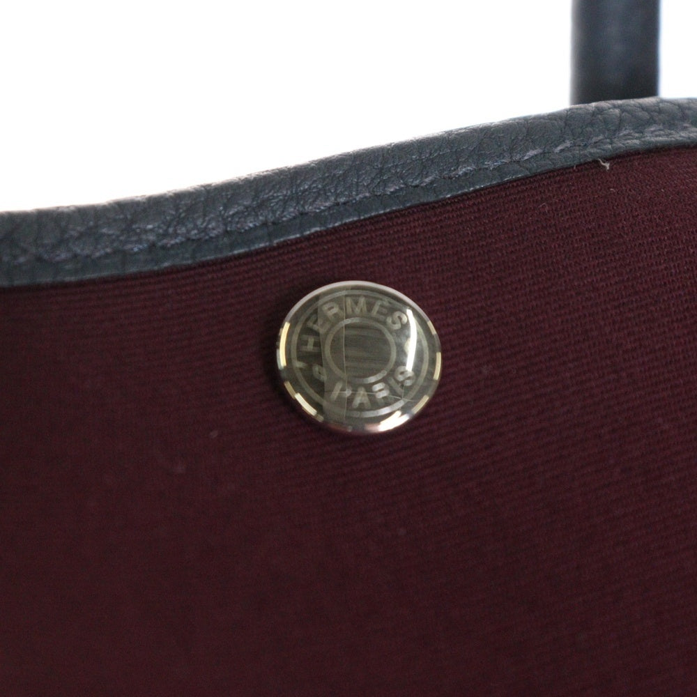 HERMES(エルメス) ガーデンパーティPM ハンドバッグ トートバッグ ワインレッド×ネイビー シルバー金具 ネゴンダ×トワルオフィシェ T刻印