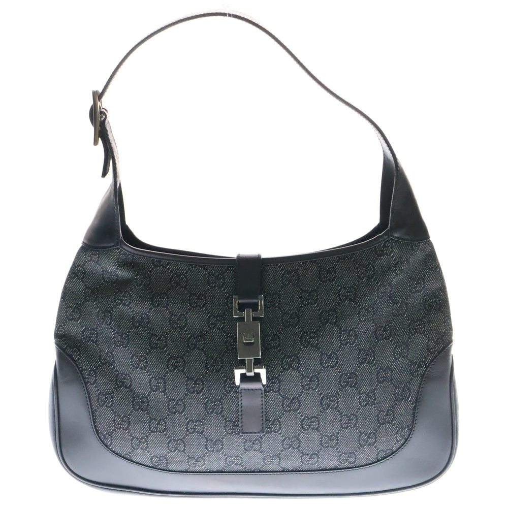 GUCCI(グッチ) ジャッキー GGキャンパス レザー切替ワンショルダーバッグ ブラック レディース 00968