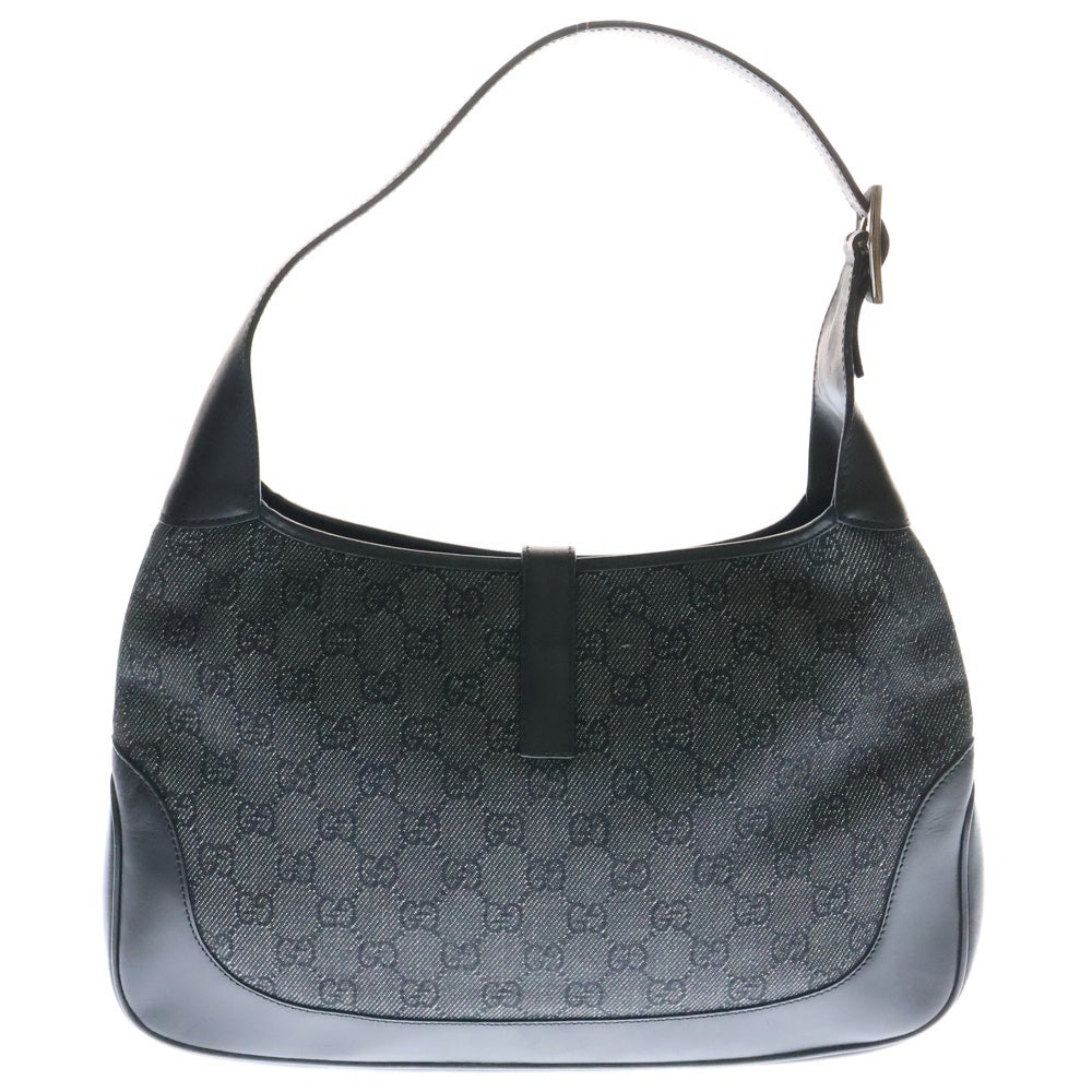 GUCCI(グッチ) ジャッキー GGキャンパス レザー切替ワンショルダーバッグ ブラック レディース 00968
