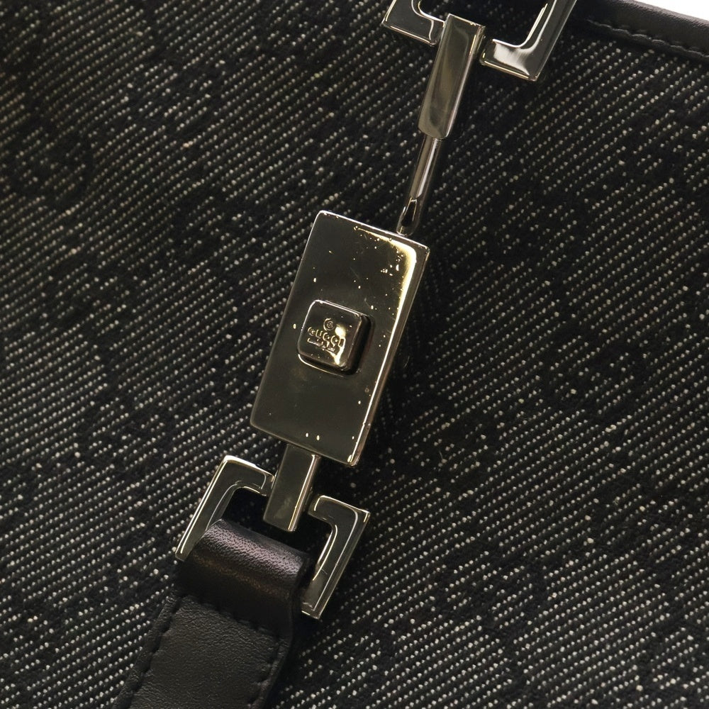 GUCCI(グッチ) ジャッキー GGキャンパス レザー切替ワンショルダーバッグ ブラック レディース 00968