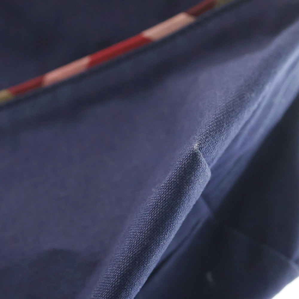 BLUE LABEL CRESTBRIDGE(ブルーレーベルクレストブリッジ) レザーロゴ チェック柄 切り替え キャンバス ショルダーバッグ ネイビー