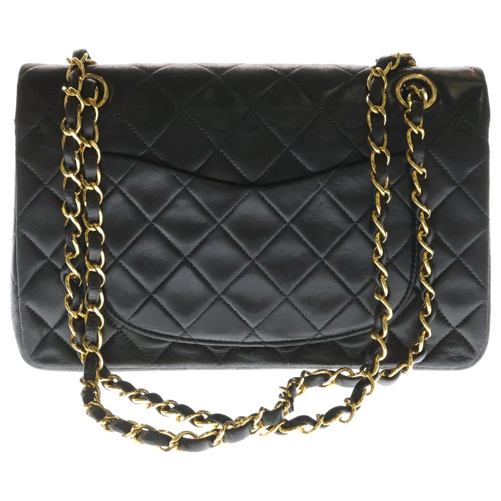 CHANEL(シャネル) マトラッセ23 Wフラップ Wチェーンショルダーバック ブラック ラムスキン ゴールド金具