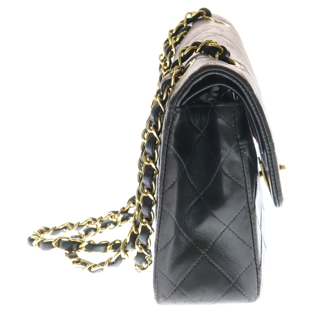 CHANEL(シャネル) マトラッセ23 Wフラップ Wチェーンショルダーバック ブラック ラムスキン ゴールド金具