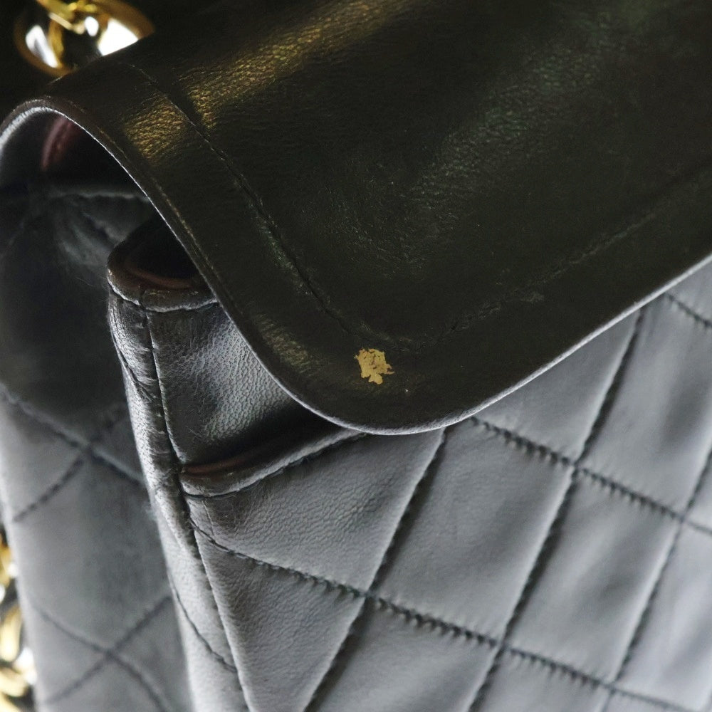 CHANEL(シャネル) マトラッセ23 Wフラップ Wチェーンショルダーバック ブラック ラムスキン ゴールド金具