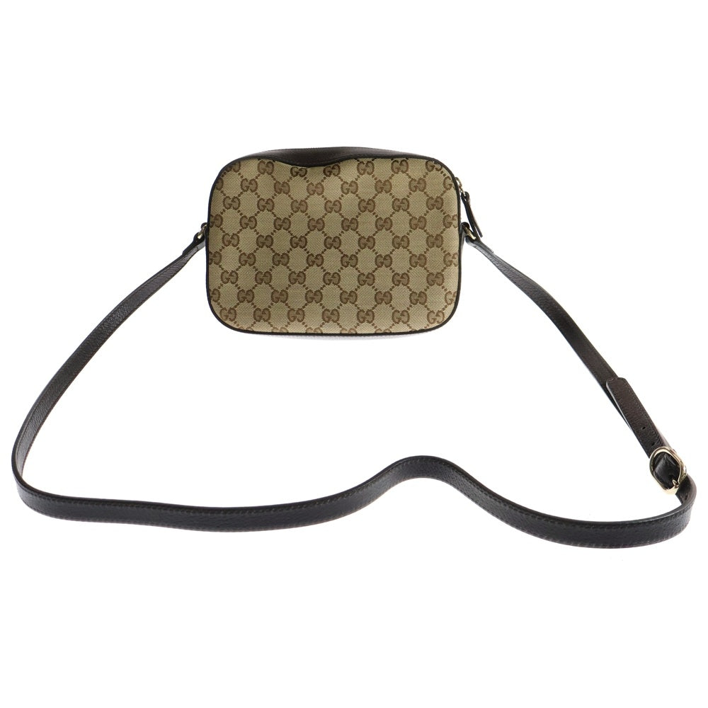 GUCCI(グッチ) GGキャンバス シェリーライン ビー キャンバス レザー ショルダーバッグ ベージュ/ブラウン 412008