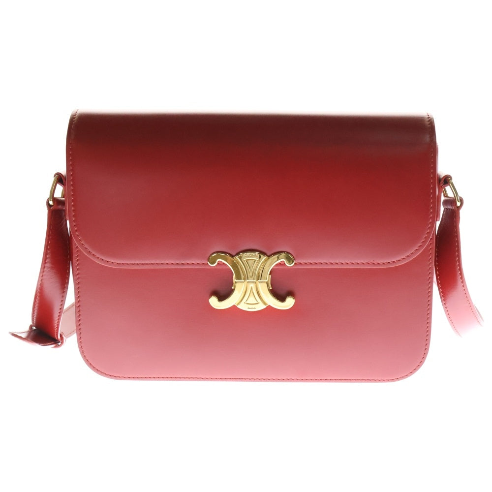 CELINE(セリーヌ) トリオンフ ラージ ショルダーバッグ レッド ゴールド金具 レザー