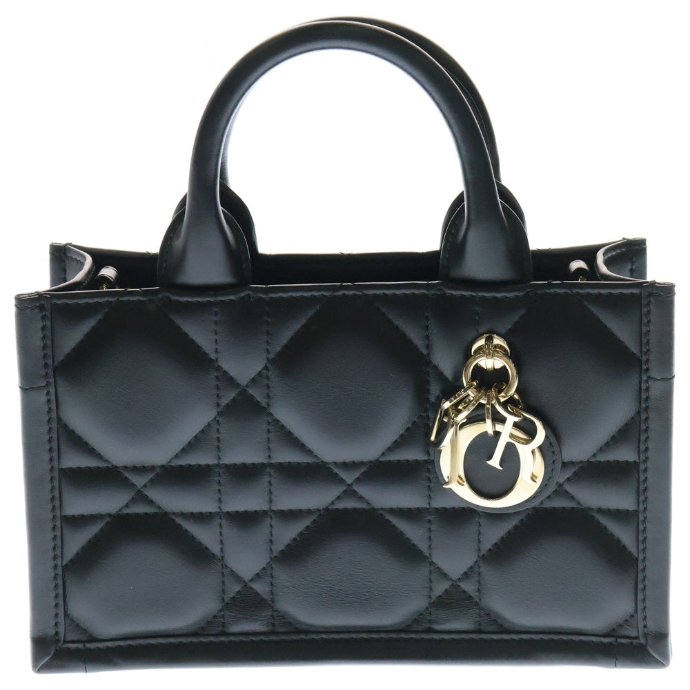 Christian Dior(クリスチャンディオール) Book Tote mini ブックトートミニ マクロカナージュ 2WAY レザーハンドバッグ ショルダーバッグ ブラック レディース