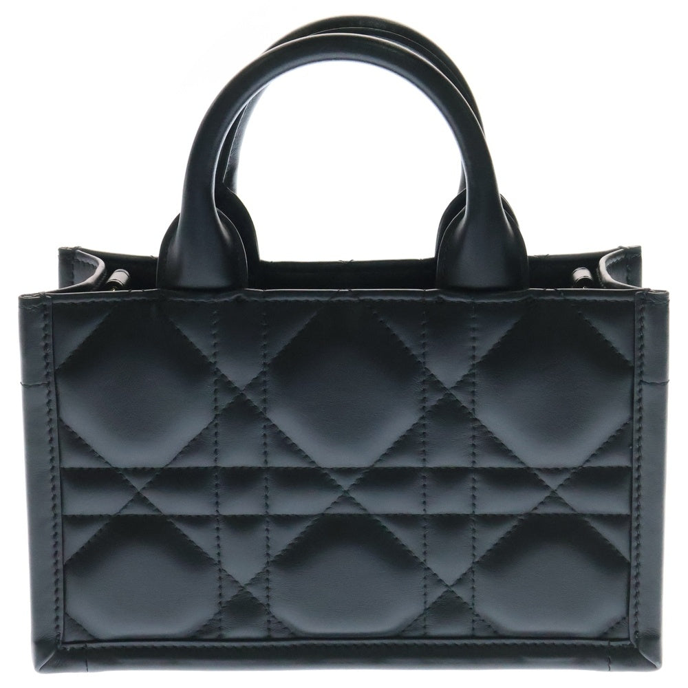 Christian Dior(クリスチャンディオール) Book Tote mini ブックトートミニ マクロカナージュ 2WAY レザーハンドバッグ ショルダーバッグ ブラック レディース