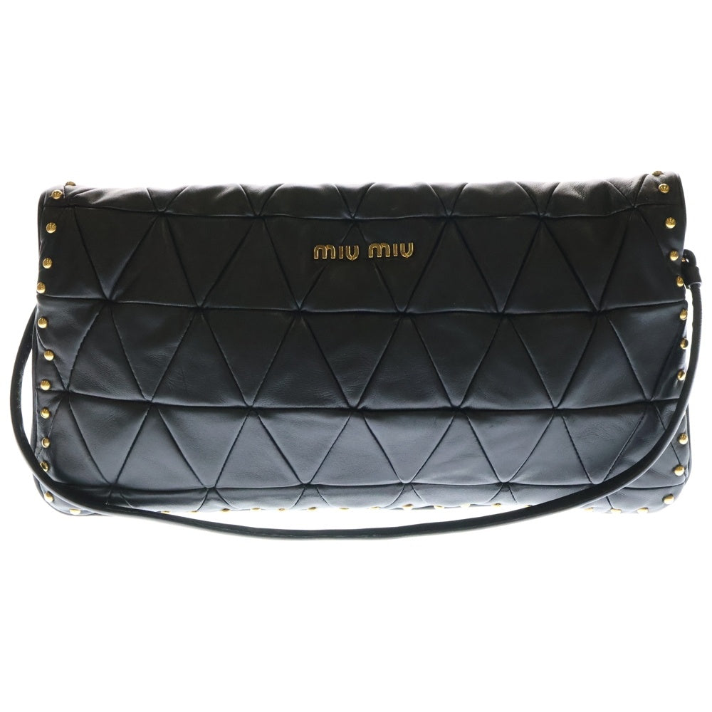 miumiu(ミュウミュウ) ワンショルダーバッグ スタッズ ハンドバッグ ブラックレザー ゴールド金具