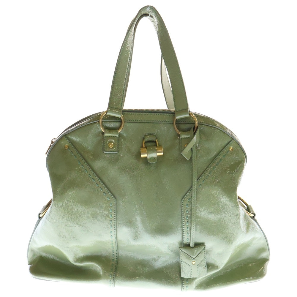 YVES SAINT LAURENT(イヴサンローラン) ミューズ パテントレザー エナメルハンドバッグ グリーン レディース 153959