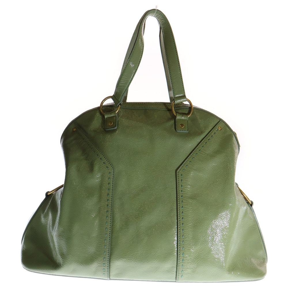 YVES SAINT LAURENT(イヴサンローラン) ミューズ パテントレザー エナメルハンドバッグ グリーン レディース 153959