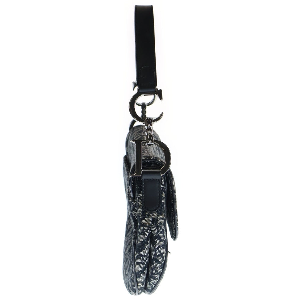 Christian Dior(クリスチャンディオール) トロッター サドルバッグ ネイビー キャンバス×レザー ワンショルダーバッグ