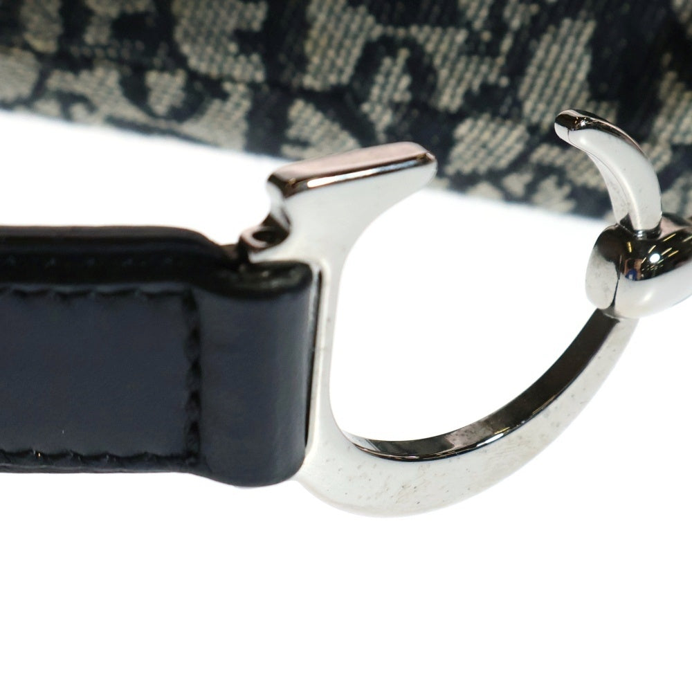 Christian Dior(クリスチャンディオール) トロッター サドルバッグ ネイビー キャンバス×レザー ワンショルダーバッグ