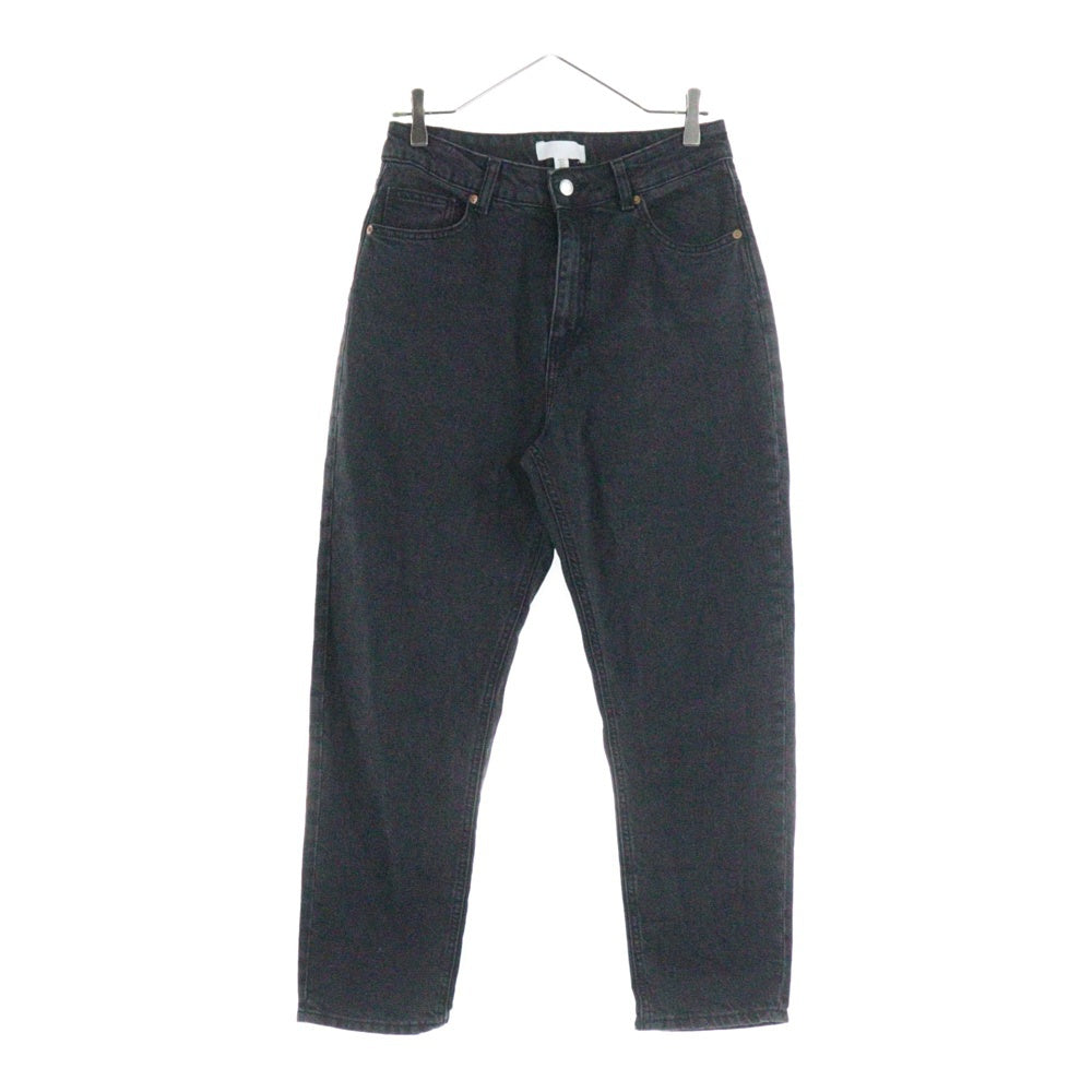 H&M(エイチアンドエム) ウォッシュ加工 テーパード デニムパンツ ブラック レディース