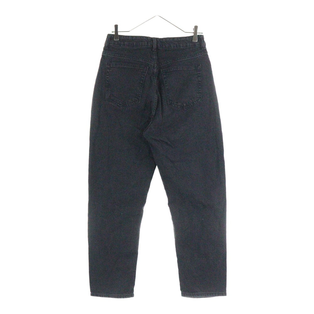H&M(エイチアンドエム) ウォッシュ加工 テーパード デニムパンツ ブラック レディース