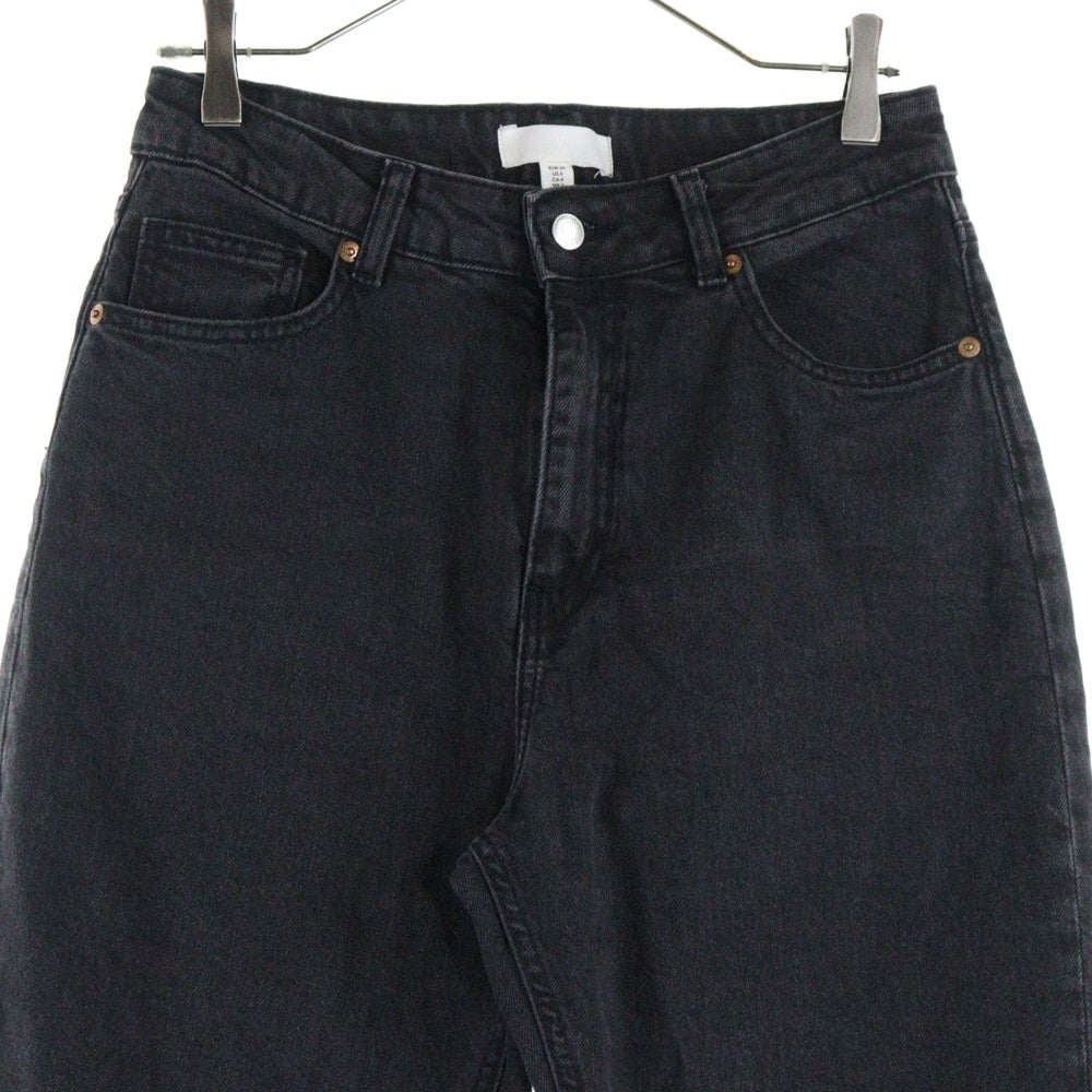 H&M(エイチアンドエム) ウォッシュ加工 テーパード デニムパンツ ブラック レディース