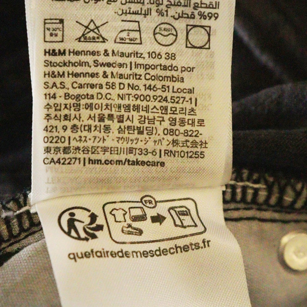 H&M(エイチアンドエム) ウォッシュ加工 テーパード デニムパンツ ブラック レディース