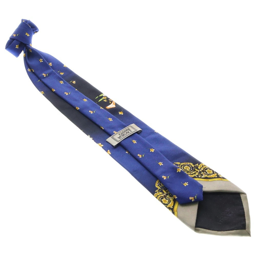 VERSACE(ヴェルサーチ) フローラル シルクタイ ネクタイ ブルー