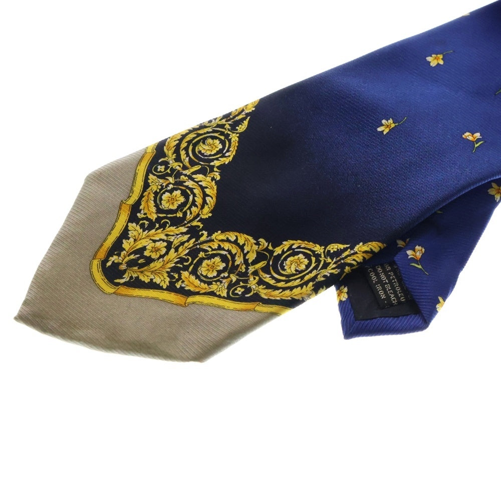 VERSACE(ヴェルサーチ) フローラル シルクタイ ネクタイ ブルー