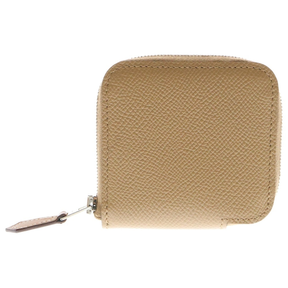 HERMES(エルメス) アザップシルクイン コインケース ウォレット 財布 ベージュ系 ブラウン キャメル エプソン シルバー金具 U刻印