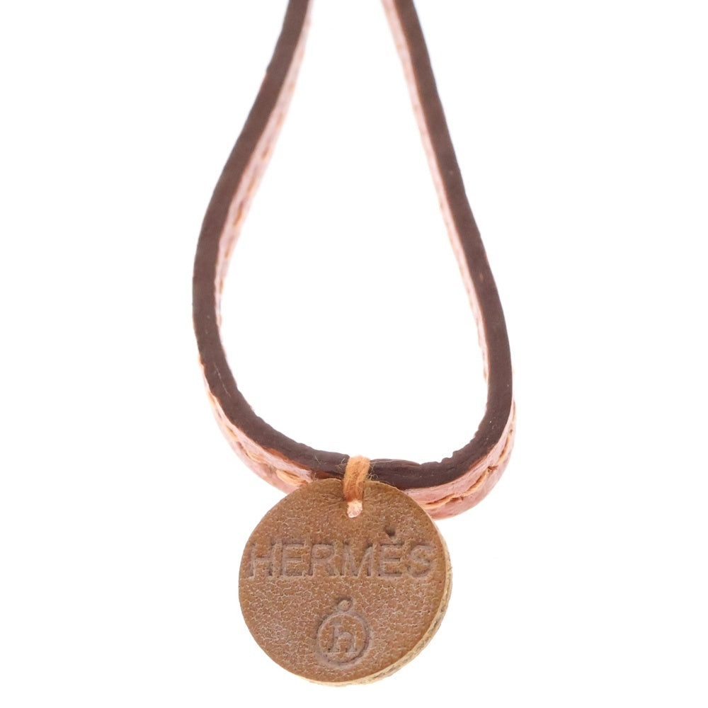 HERMES(エルメス) プティアッシュ ラニエール ネックレス ブラウン オレンジ レザー