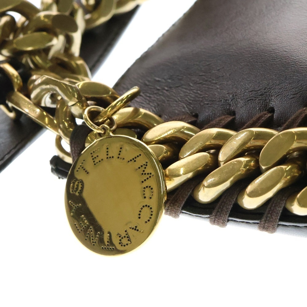 STELLA McCARTNEY(ステラマッカートニー) フレイム バケット レザー チェーン 2WAY ハンドバッグ ショルダーバッグ ゴールド/シルバー金具 ブラウン レディース