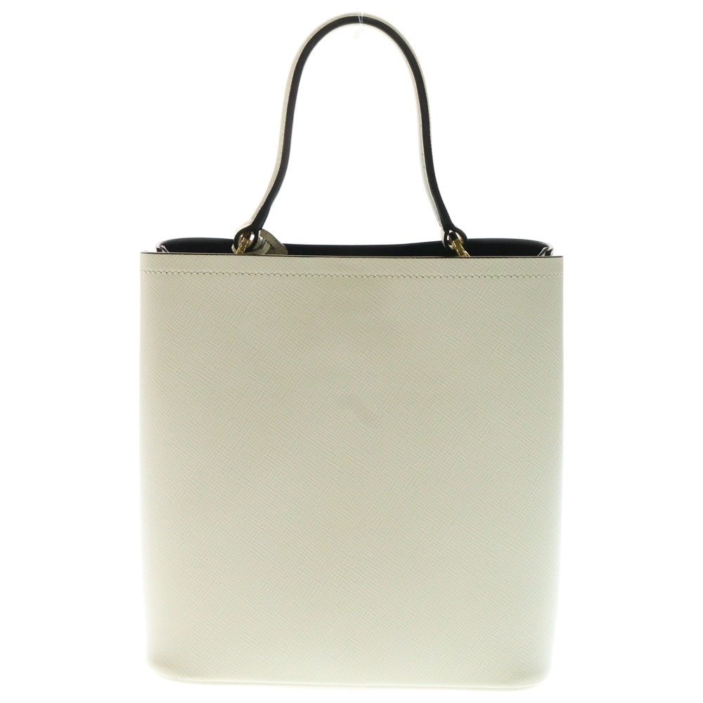 PRADA(プラダ) パニエ サフィアーノレザー トライアングルロゴプレート 2WAY ハンド ショルダーバッグ ホワイト レディース 1BA212