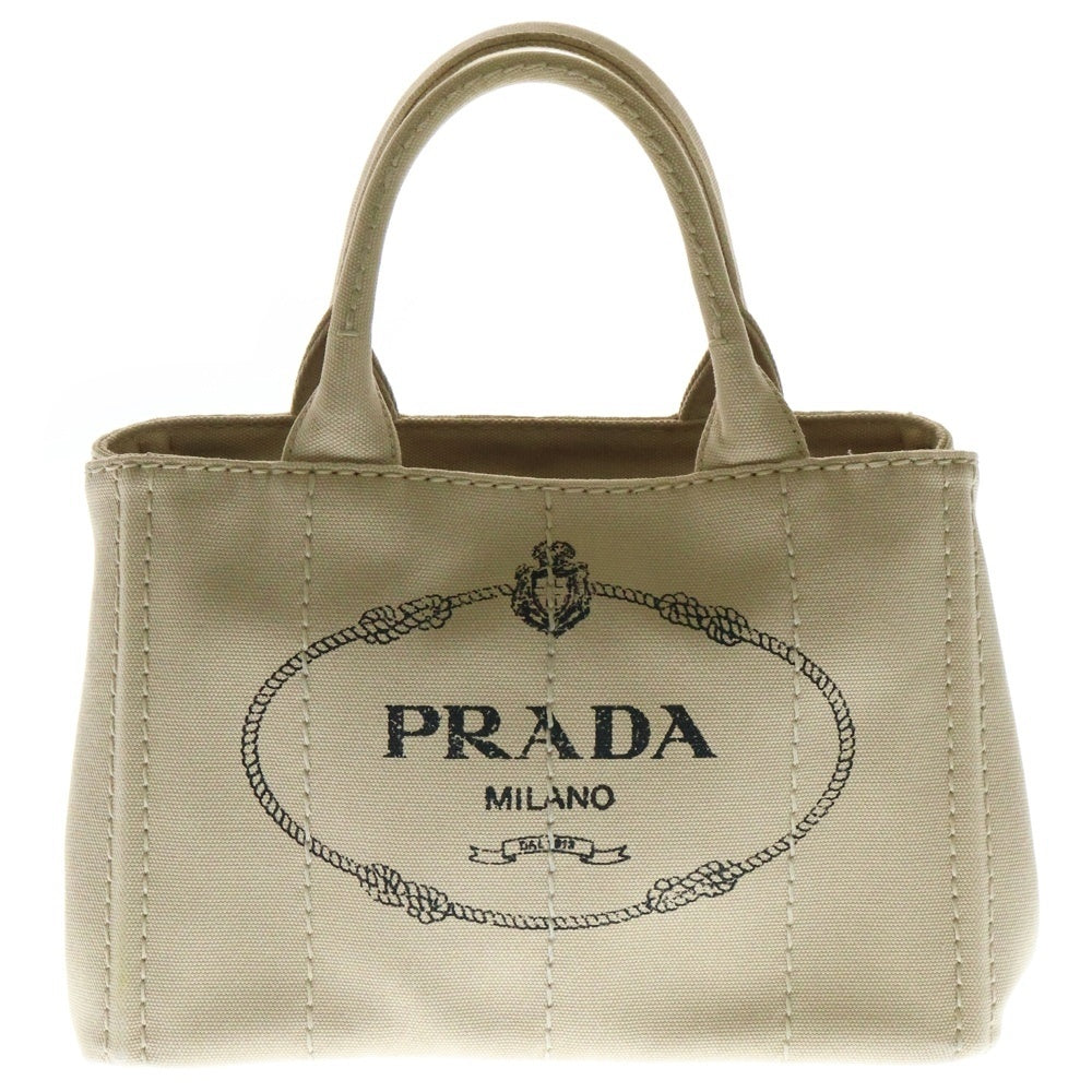 PRADA(プラダ) カナパ ロゴプリント キャンバス ハンド トートバッグ ベージュ レディース 1BG439
