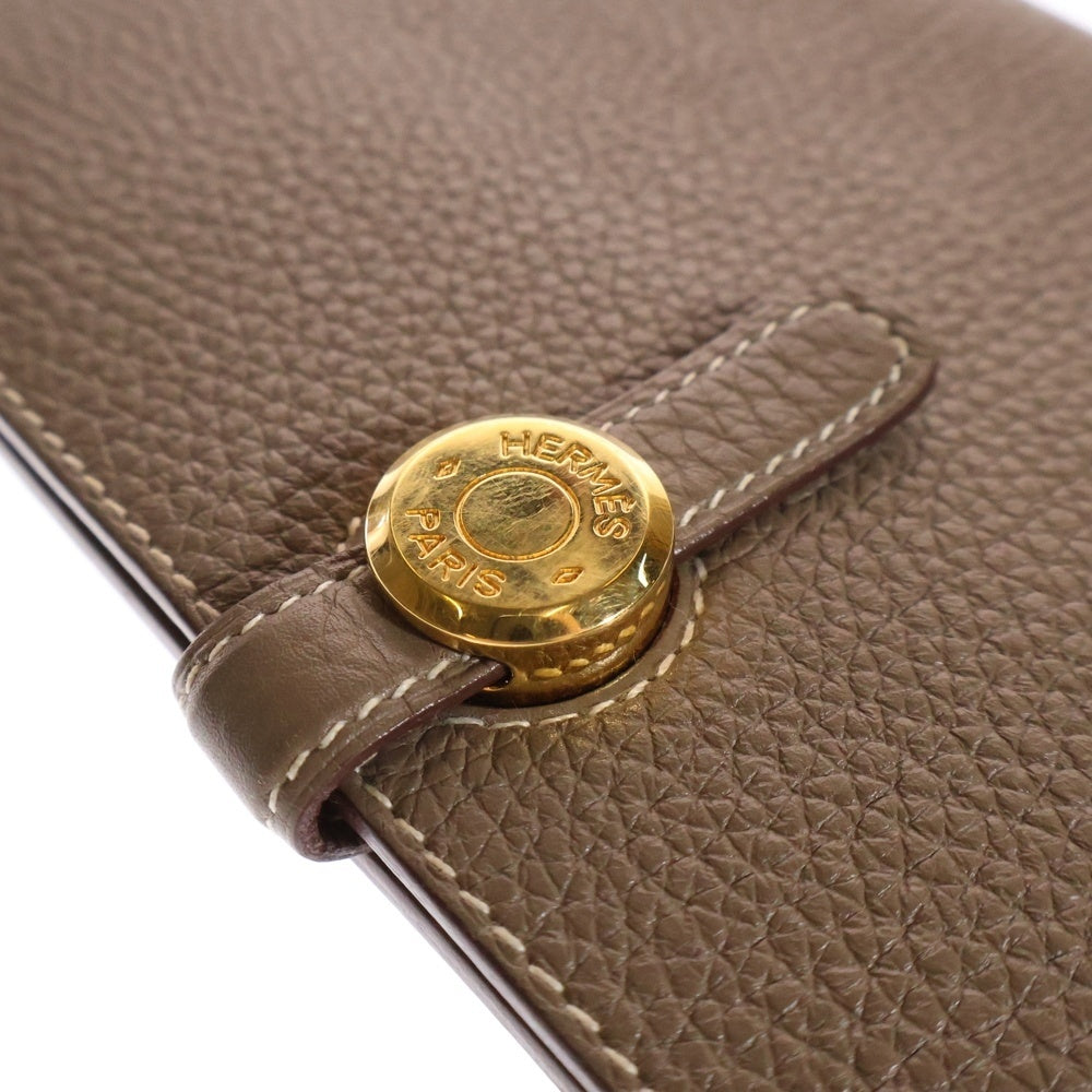HERMES(エルメス) ドゴンロング エトゥープ トゴ ロングウォレット カードケース 長財布 グレージュ ブラウン ゴールド金具 レザー □O刻印