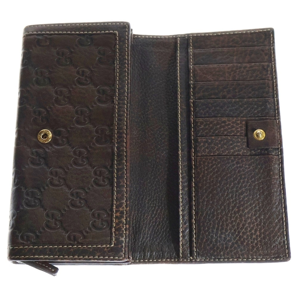 GUCCI(グッチ) グッチシマ ホースビット 二つ折り長財布 ロングウォレット カードケース ブラウン ゴールド金具 レザー 224258