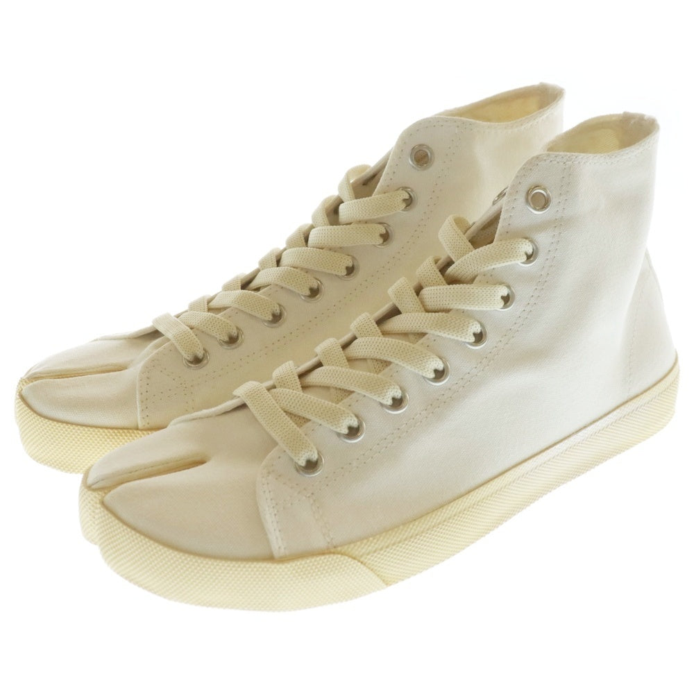Maison Margiela 22(メゾンマルジェラ) Tabi タビ 足袋 キャンバス レースアップ ロゴプリント ハイカットスニーカー シューズ ホワイト S57WS0253 P1875 T1003