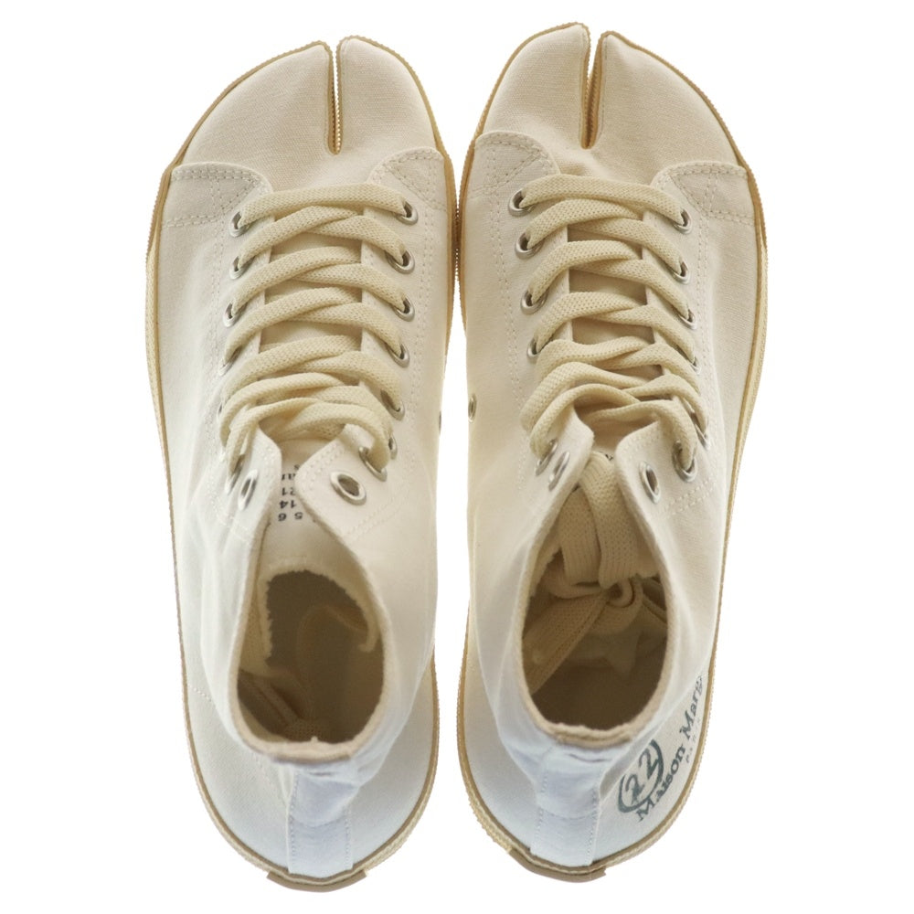 Maison Margiela 22(メゾンマルジェラ) Tabi タビ 足袋 キャンバス レースアップ ロゴプリント ハイカットスニーカー シューズ ホワイト S57WS0253 P1875 T1003