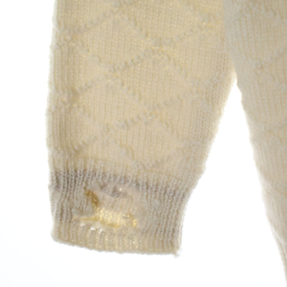 Maison Margiela(メゾンマルジェラ) 22SS ダメージ加工 ショルダージップ ウール ロングスリーブ 長袖 ニット セーター アイボリー S30GP0345 S17869