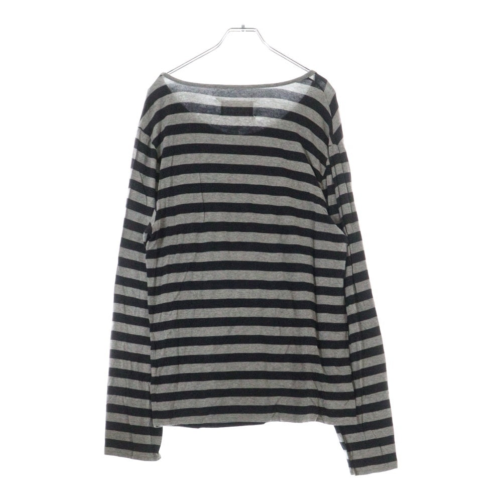 Maison Margiela 10(メゾン マルジェラ) 08AW ボーダー総柄 レーヨン ロングスリーブ 長袖ポケットTシャツ カットソー グレー 30GC178 20909