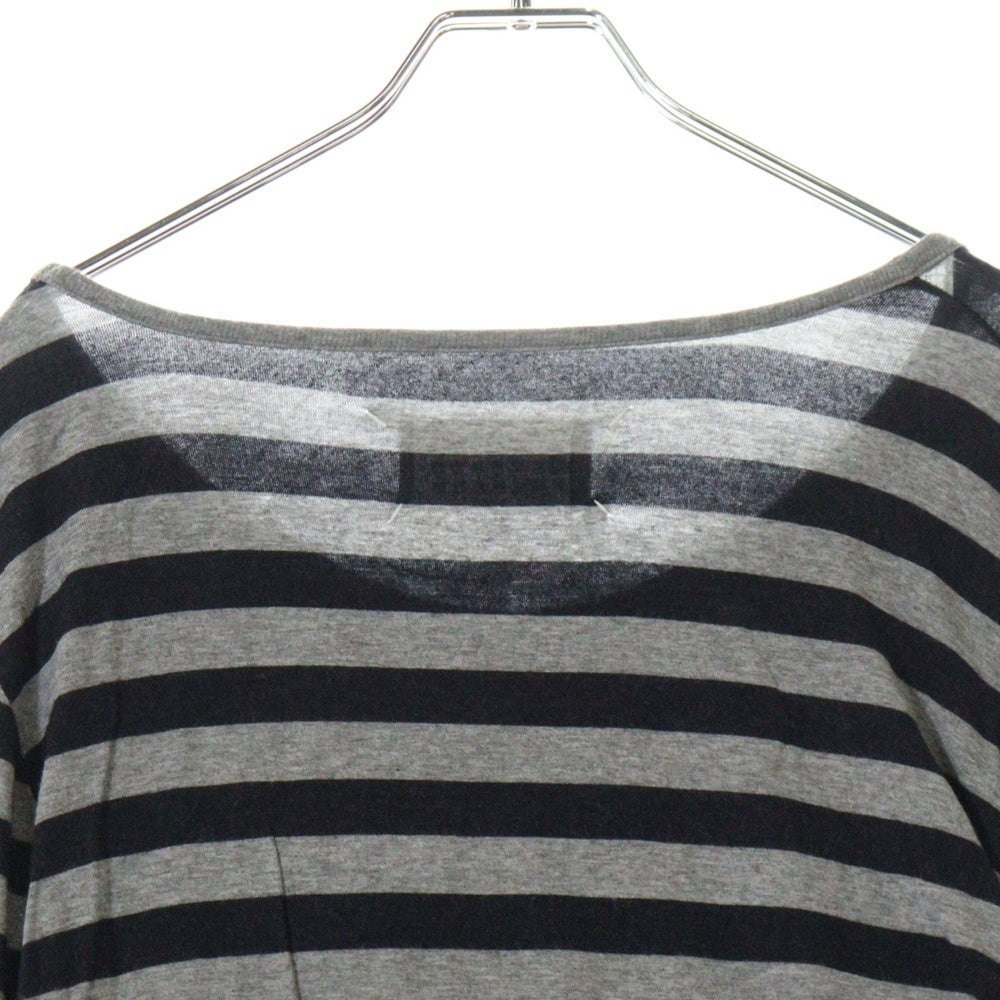 Maison Margiela 10(メゾン マルジェラ) 08AW ボーダー総柄 レーヨン ロングスリーブ 長袖ポケットTシャツ カットソー グレー 30GC178 20909