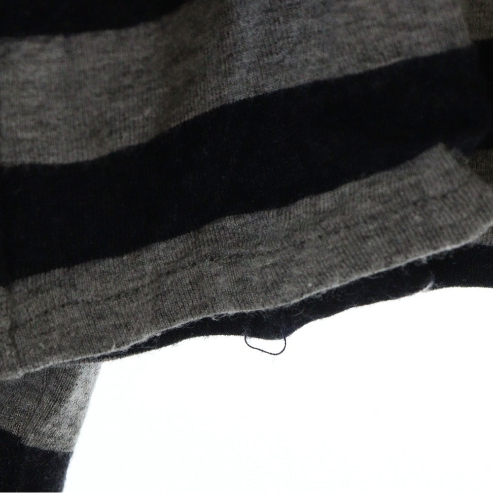 Maison Margiela 10(メゾン マルジェラ) 08AW ボーダー総柄 レーヨン ロングスリーブ 長袖ポケットTシャツ カットソー グレー 30GC178 20909