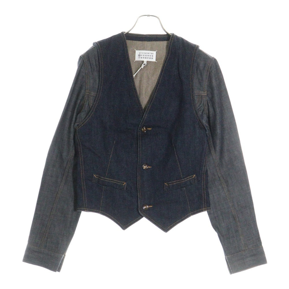 Maison Margiela 10(メゾン マルジェラ) 12AW 変形 デタッチャブル アーム ノーカラー ベスト ジレ デニム トラッカージャケット ストレートデニムパンツ ジーンズ セットアップ S30FP0008 S30362