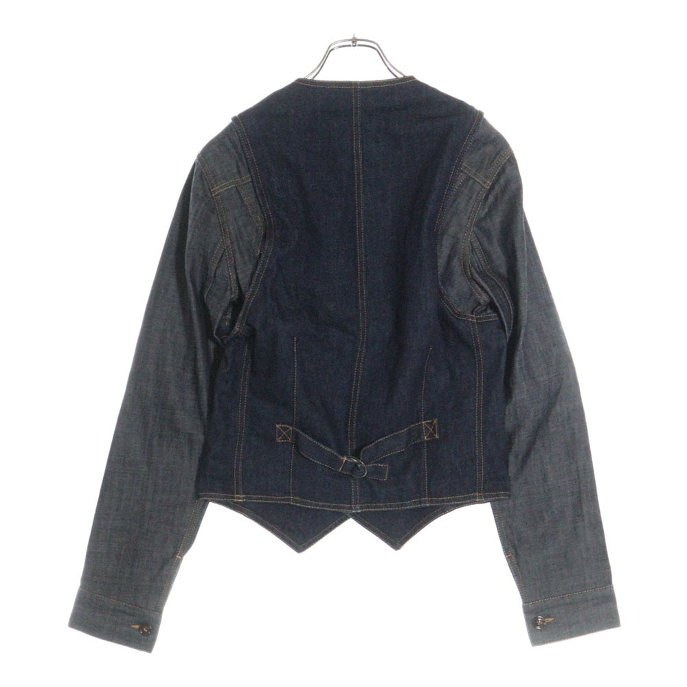Maison Margiela 10(メゾン マルジェラ) 12AW 変形 デタッチャブル アーム ノーカラー ベスト ジレ デニム トラッカージャケット ストレートデニムパンツ ジーンズ セットアップ S30FP0008 S30362