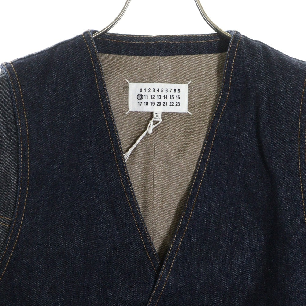 Maison Margiela 10(メゾン マルジェラ) 12AW 変形 デタッチャブル アーム ノーカラー ベスト ジレ デニム トラッカージャケット ストレートデニムパンツ ジーンズ セットアップ S30FP0008 S30362