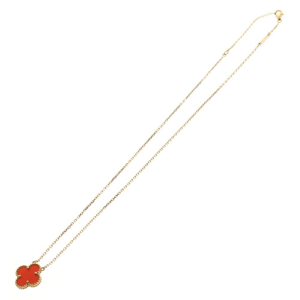Van Cleef & Arpels(ヴァンクリーフアンドアーペル) ヴィンテージアルハンブラ カーネリアン ネックレス Au750 K18 PG ピンクゴールド