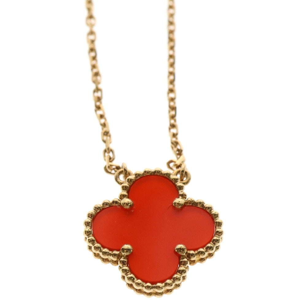 Van Cleef & Arpels(ヴァンクリーフアンドアーペル) ヴィンテージアルハンブラ カーネリアン ネックレス Au750 K18 PG ピンクゴールド